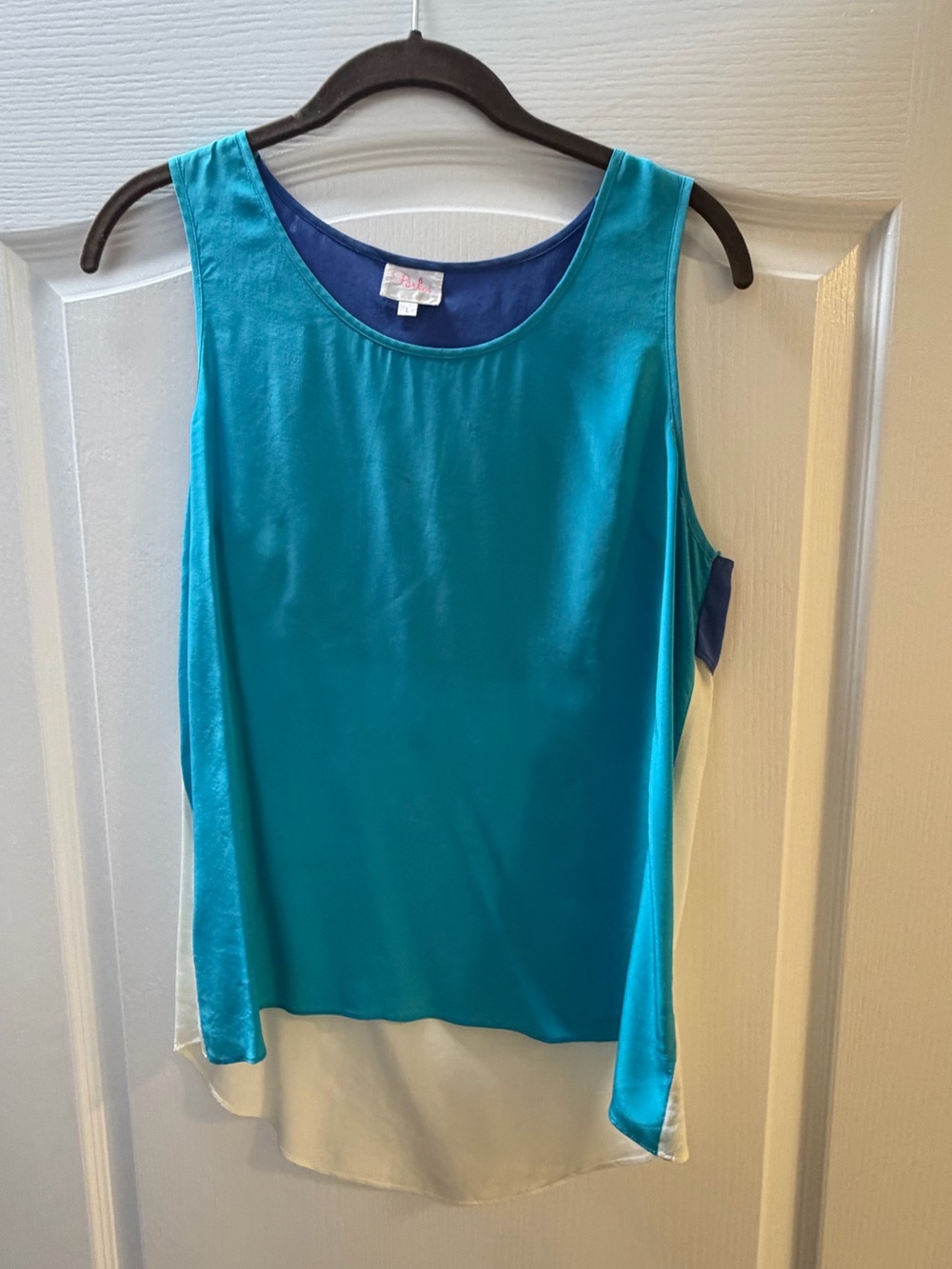 Parker Teal & Cream Layered Sleeveless Tank Top - Women